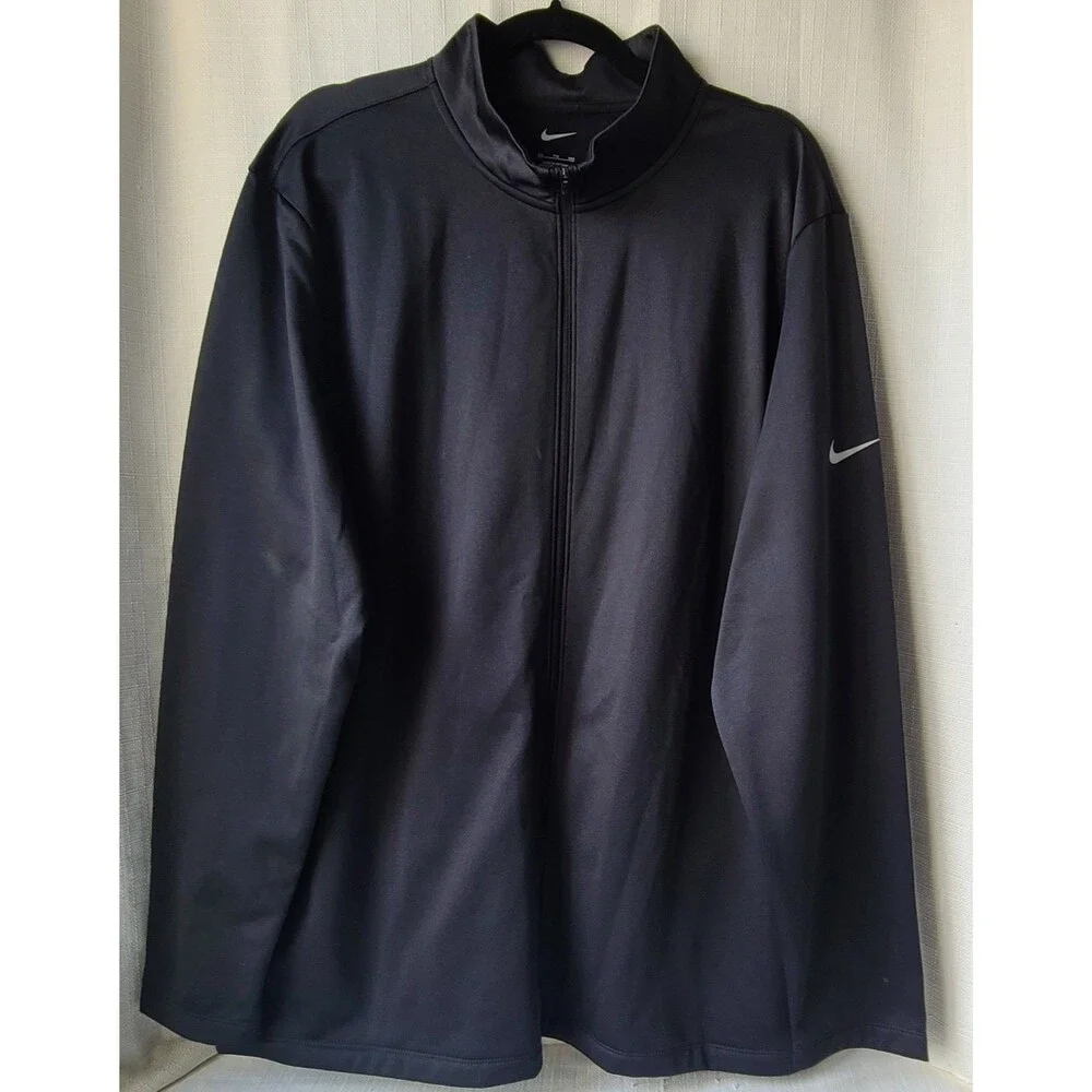 Nike Men's XXL Black Full Zip Track Jacket Swoosh Athletic Performance
